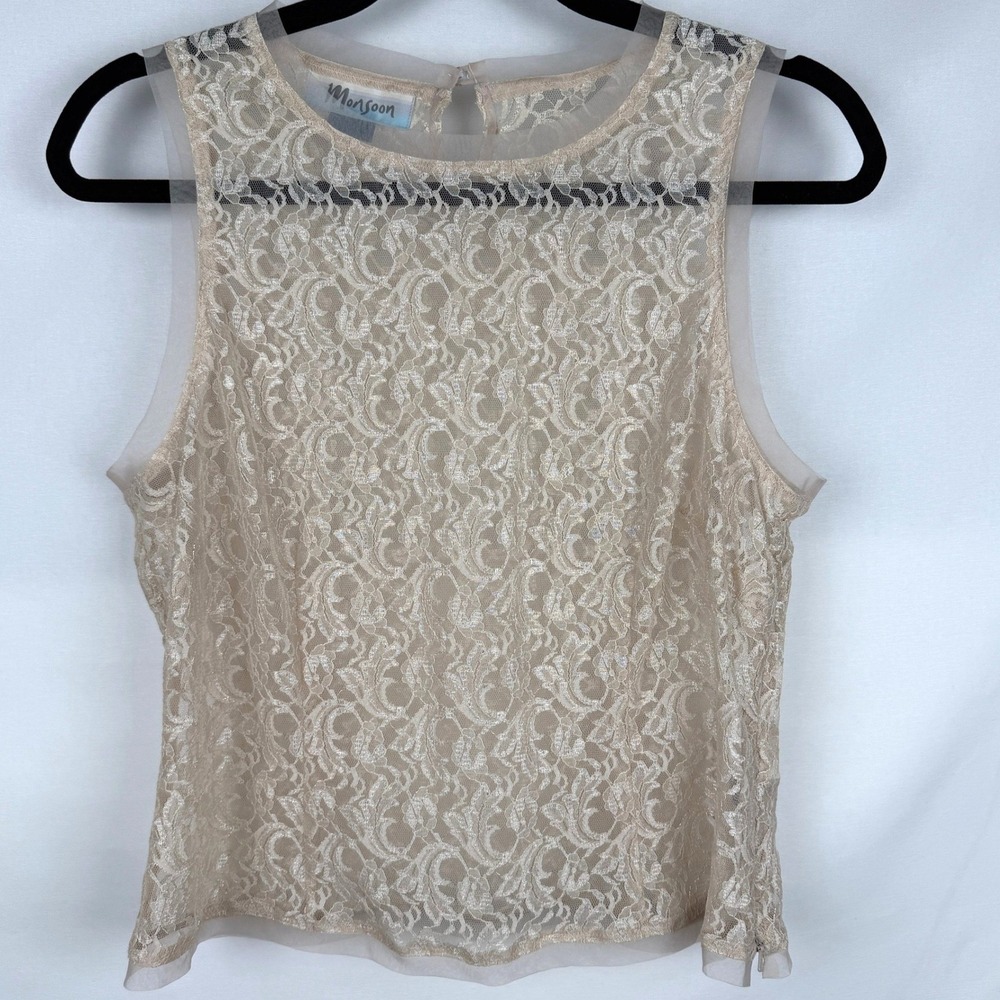 Vintage Monsoon‎ Lace Sleeveless Top Classic Victorian Regency Size M